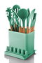 Hermia Set de Cucharas C-SLC1301 Verde con Mango de Madera de 13 Piezas